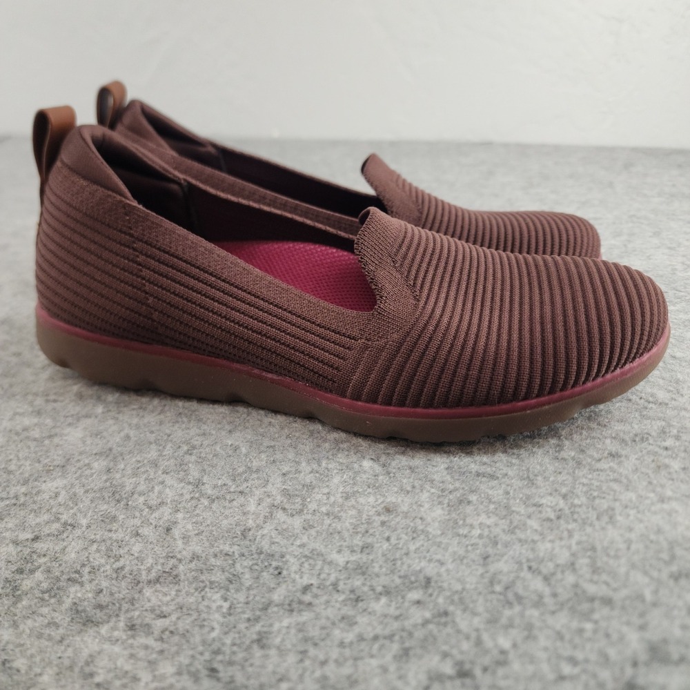 Ryka Effortless Brown Ribbed Knit Comfort Slip On Walking Loafers Womens 7W